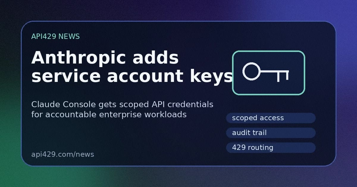 Anthropic добавила personal keys и service account keys в Claude Console