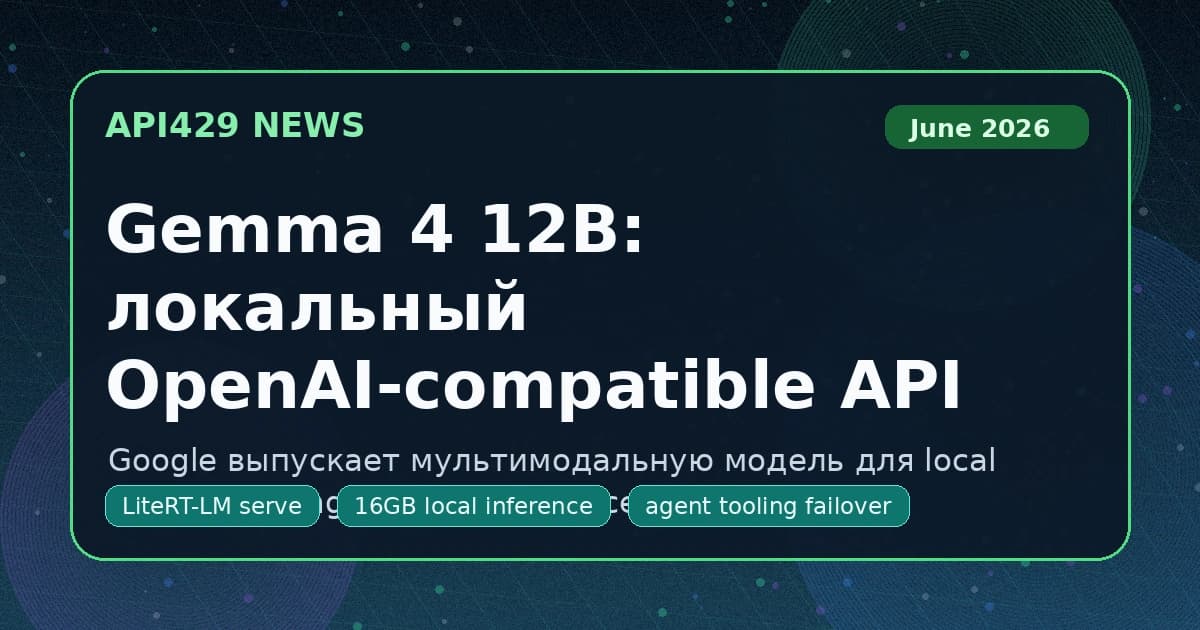 Google выпустила Gemma 4 12B с локальным OpenAI-compatible API через LiteRT-LM