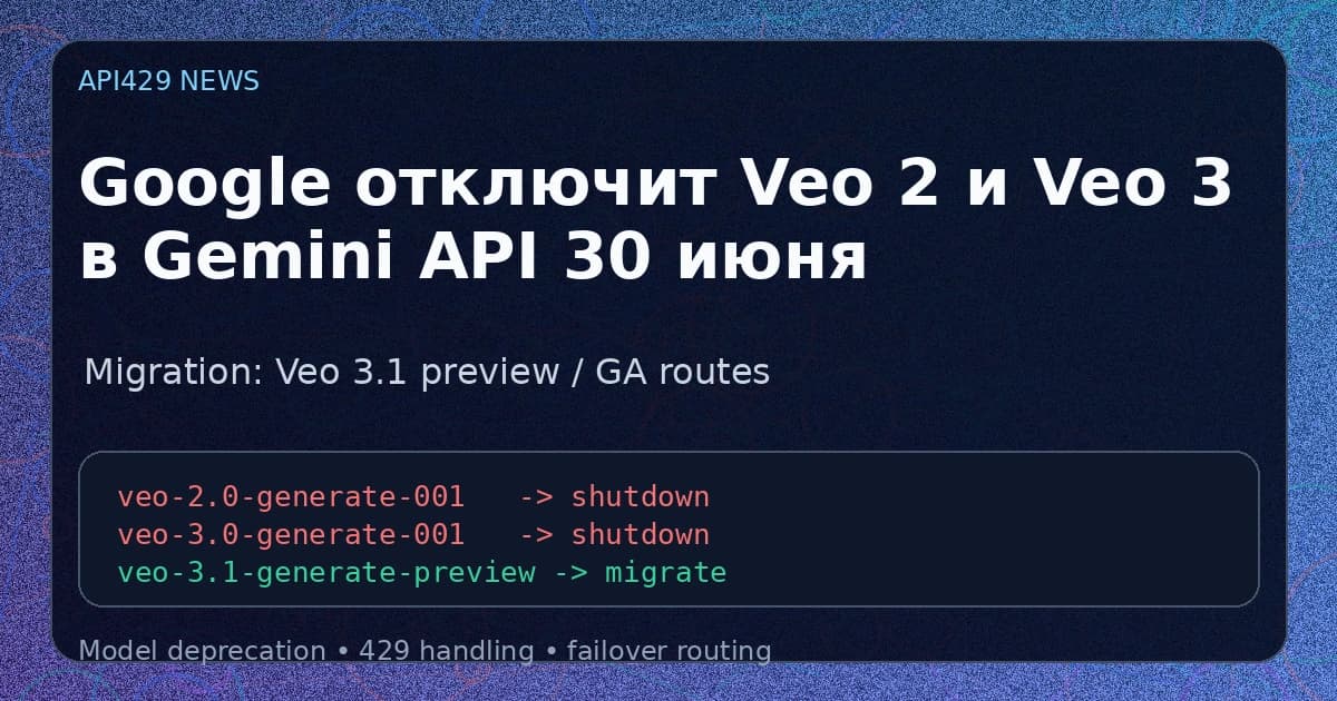 Google отключит Veo 2 и Veo 3 в Gemini API 30 июня 2026 года