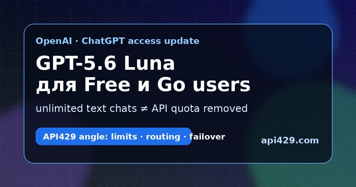 OpenAI переводит Free и Go users на GPT-5.6 Luna и убирает лимит на text chats