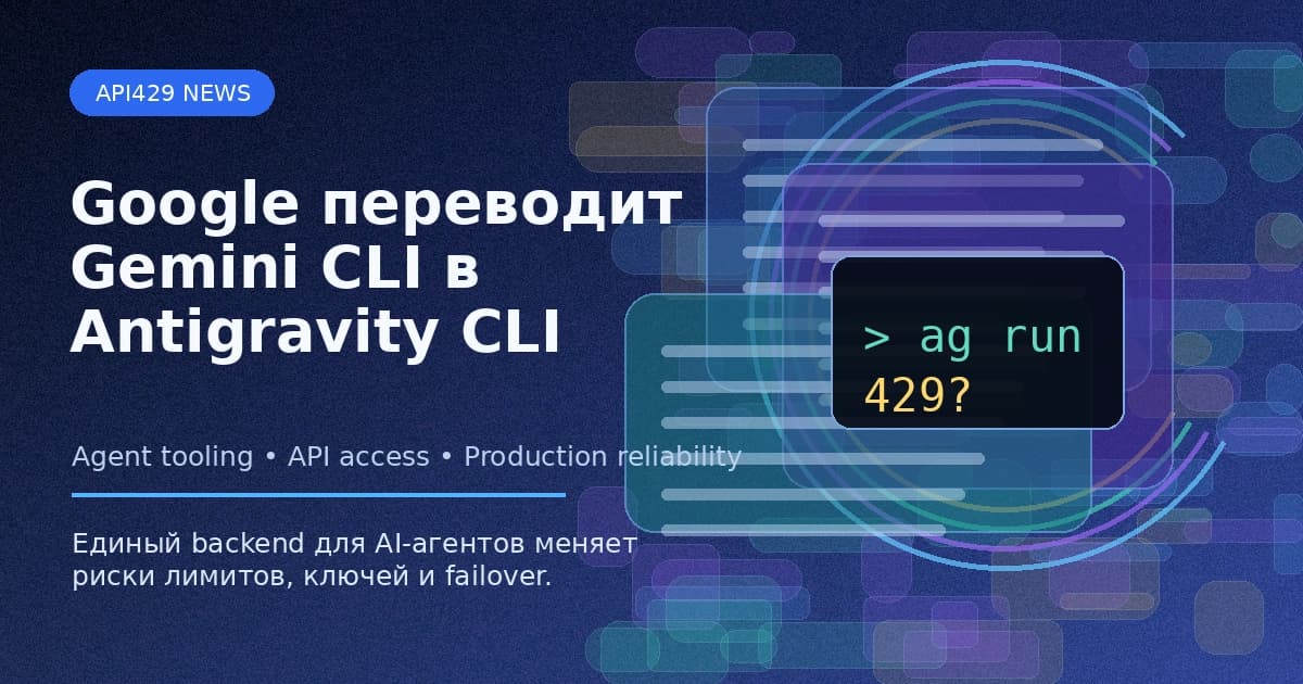 Google переводит Gemini CLI в Antigravity CLI: агентские devtools уходят на единый backend