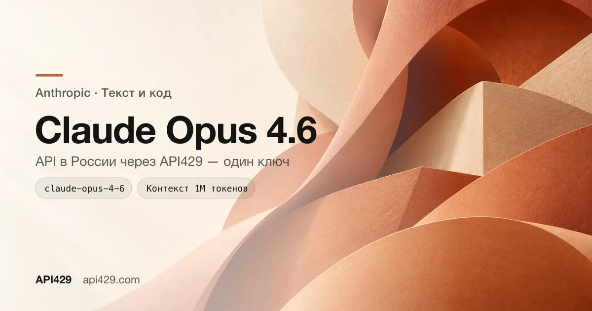 Claude Opus 4.6 API от Anthropic: подключение через API429