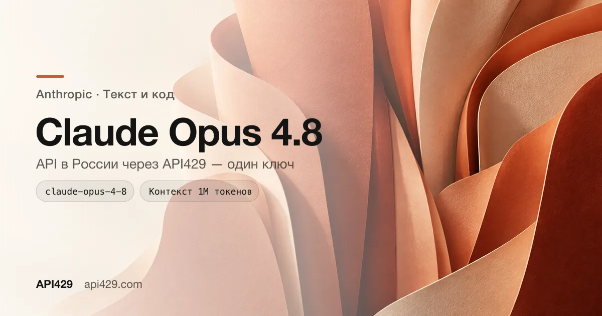 Claude Opus 4.8 API от Anthropic: подключение через API429