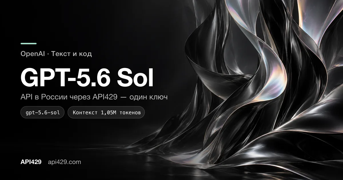 GPT-5.6 Sol API от OpenAI: подключение через API429